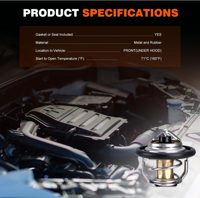 Techie Engine Thermostat 19434-73010 Compatible with Kubota Engine D902 D905 D1100 B1700 B2100 B2320 B2400 B2410 B2620 B2630 B2710 B2910 B2920 RTV1100 RTV1140 RTV900 Replace for 1622173270 - Image 4